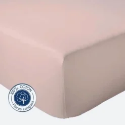Tradilinge Drap Housse coton bonnet 23 cm fabriqué en France (90x190 cm - Rose Clair)* Drap Housse|Drap Housse
