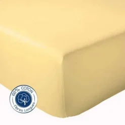 Drap Housse coton bonnet 23 cm fabriqué en France (180x190 cm - Jaune)>Tradilinge Sale