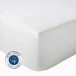 Tradilinge Drap Housse coton bonnet 23 cm fabriqué en France (90x190 cm - Blanc)* Drap Housse|Drap Housse