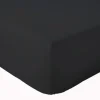 Tradilinge Drap Housse coton bonnet 23 cm fabriqué en France (180x190 cm - Noir)* Drap Housse|Drap Housse