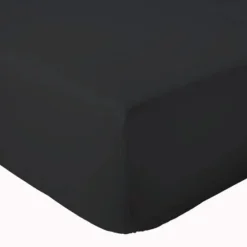 Tradilinge Drap Housse coton bonnet 23 cm fabriqué en France (180x190 cm - Noir)* Drap Housse|Drap Housse