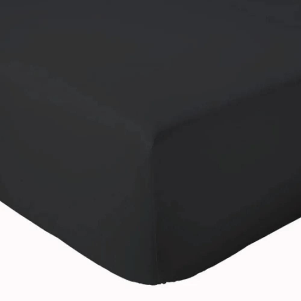 Tradilinge Drap Housse coton bonnet 23 cm fabriqué en France (180x190 cm - Noir)* Drap Housse|Drap Housse