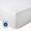 Tradilinge Drap Housse coton bonnet 23 cm fabriqué en France (140x190 cm - Blanc)* Drap Housse|Drap Housse