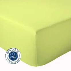 Drap Housse coton bonnet 23 cm fabriqué en France (140x190 cm - Vert)>Tradilinge New