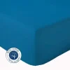 Tradilinge Drap Housse coton bonnet 23 cm fabriqué en France (90x190 cm - Bleu Encre)* Drap Housse|Drap Housse