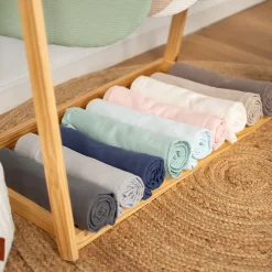 Drap housse couffin en double gaze à carreaux><noscript><img width=