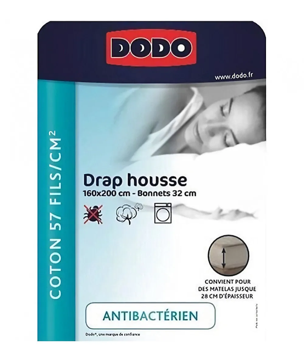 DRAP HOUSSE - ANTIBACTERIENS - TAUPE - 160X2000 cm - Bonnet 32 cm>Dodo Online