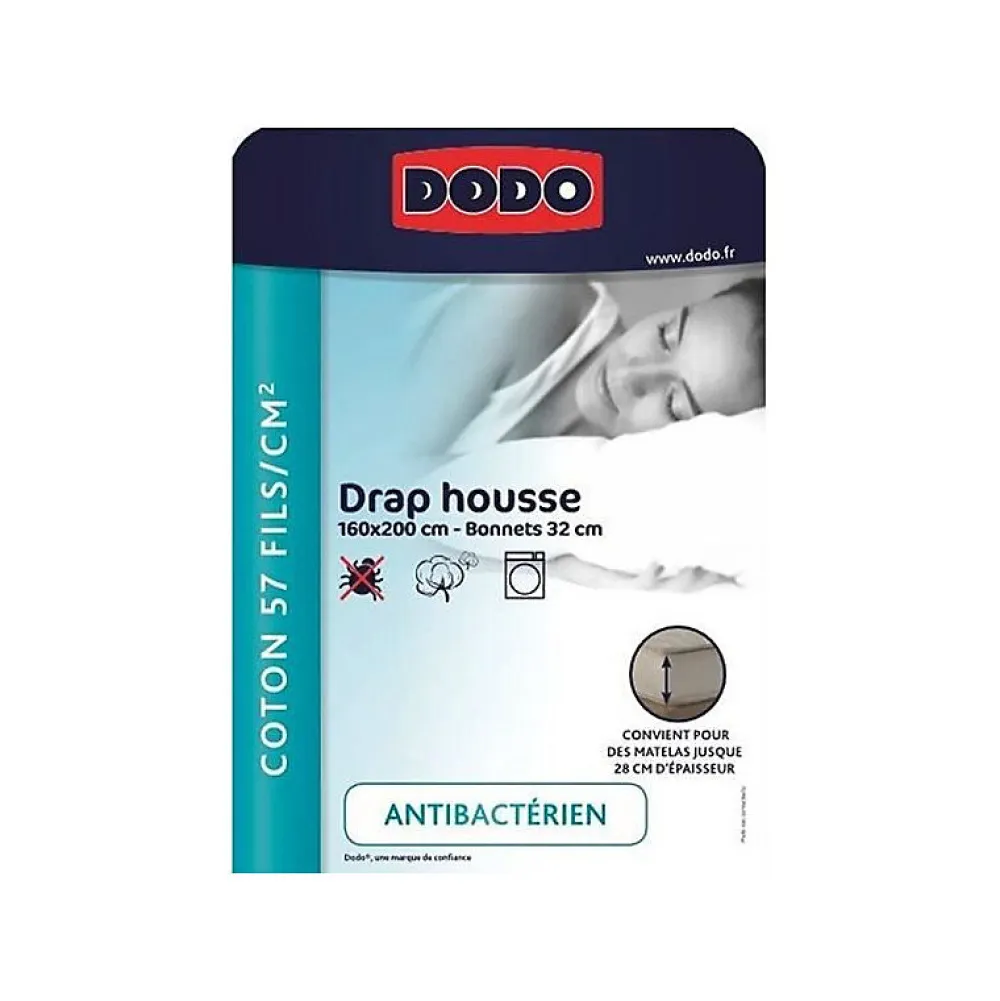 DRAP HOUSSE - ANTIBACTERIENS - TAUPE - 160X2000 cm - Bonnet 32 cm>Dodo Online