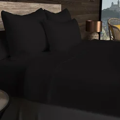 Drap housse en coton 57 fils 90x200 cm UNI noir, par><noscript><img width=