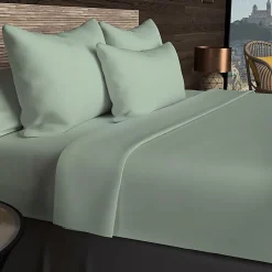 Drap housse en coton 57 fils 200x200 cm UNI vert d'eau, par><noscript><img width=