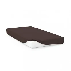 Soleil D'Ocre Drap housse en coton 57 fils 90x200 cm UNI brun, par* Drap Housse|Drap Housse