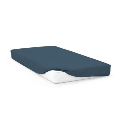 Soleil D'Ocre Drap housse en coton 57 fils 140x200 cm UNI bleu canard, par* Drap Housse|Drap Housse
