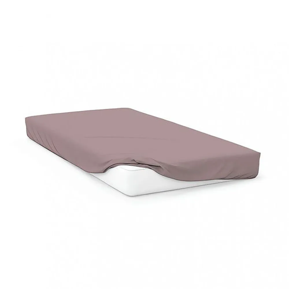 Drap housse en coton 57 fils 200x200 cm UNI vieux rose, par>Soleil D'Ocre Hot