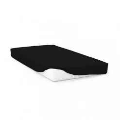 Drap housse en coton 57 fils 140x190 cm UNI noir, par>Soleil D'Ocre Discount