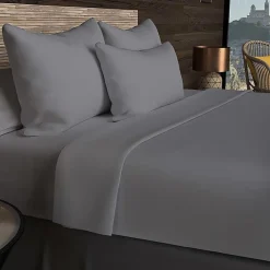 Soleil D'Ocre Drap housse en coton 57 fils 140x190 cm UNI gris, par* Drap Housse|Drap Housse