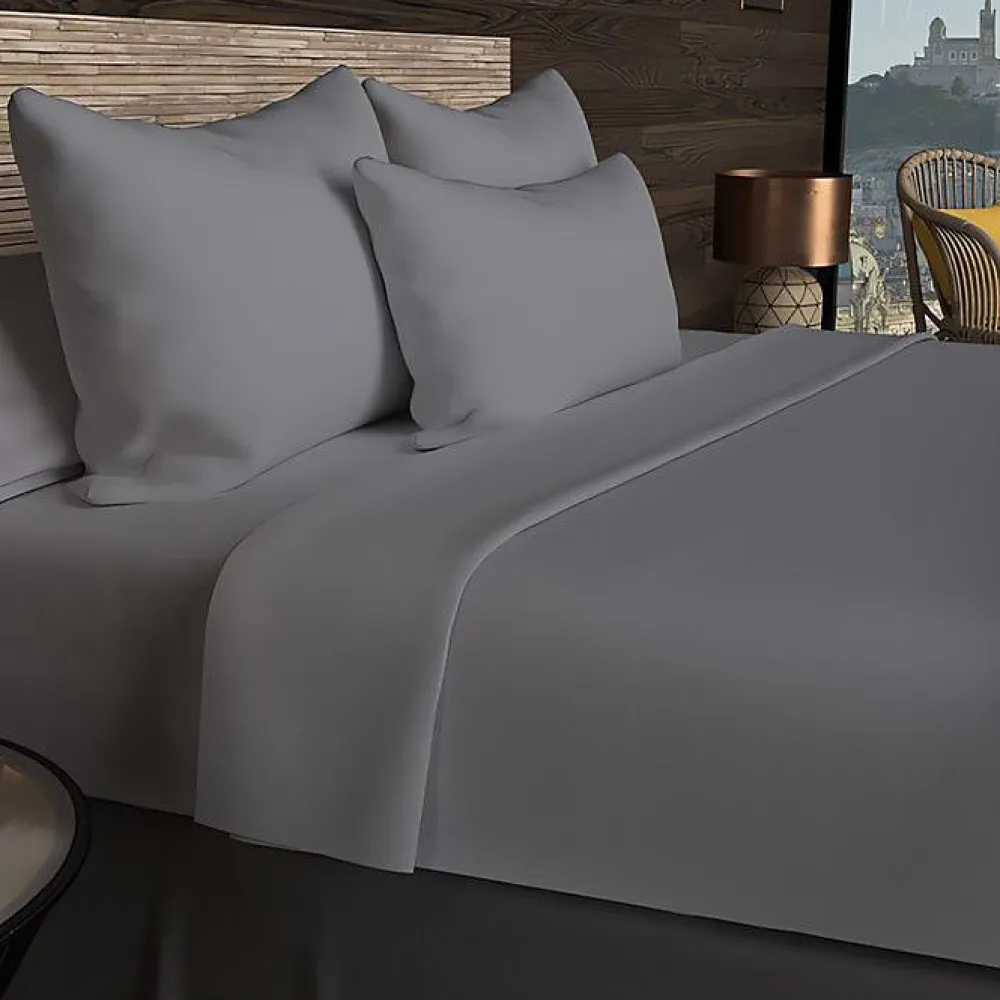 Soleil D'Ocre Drap housse en coton 57 fils 140x190 cm UNI gris, par* Drap Housse|Drap Housse