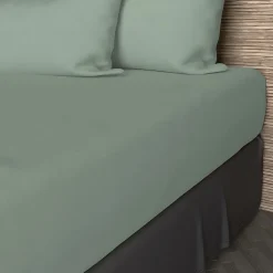Drap housse en coton 57 fils 140x190 cm UNI vert d'eau, par>Soleil D'Ocre Clearance
