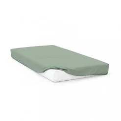 Drap housse en coton 57 fils 180x200 cm UNI vert d'eau, par>Soleil D'Ocre Sale