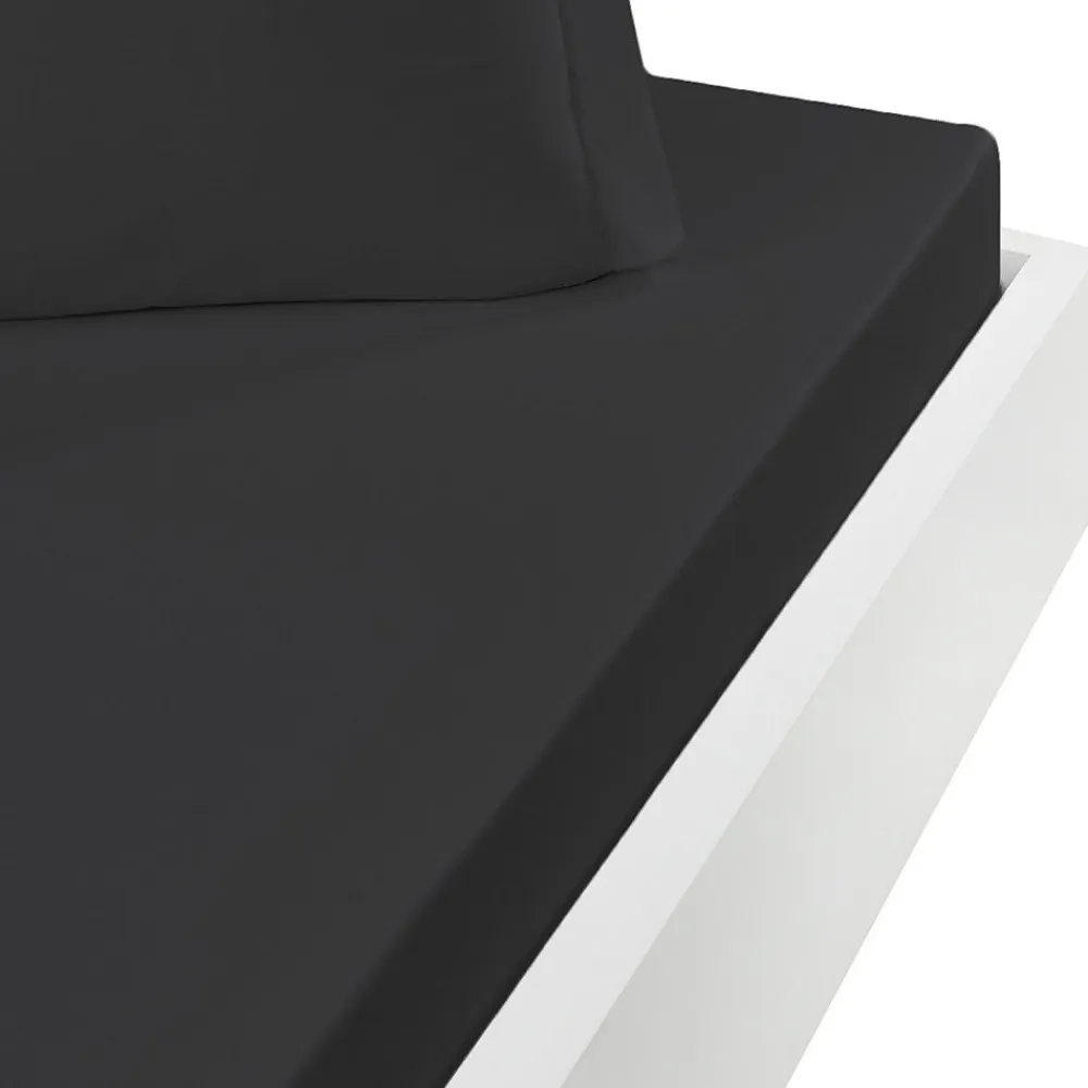 Drap housse en coton bonnet 30 cm Anthracite 200x200 cm STUDIO>Sensei Maison Discount
