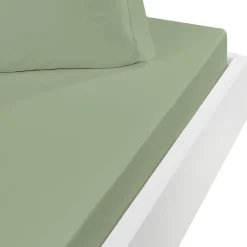 Drap housse en coton bonnet 30 cm Sauge 160x200 cm STUDIO>Sensei Maison