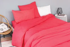 Drap housse en coton Lavé (160x200 cm - Rouge)>Toison d'Or Clearance