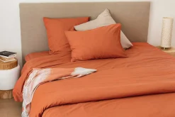 Drap housse en coton Lavé (160x200 cm - Terracotta)>Toison d'Or Best