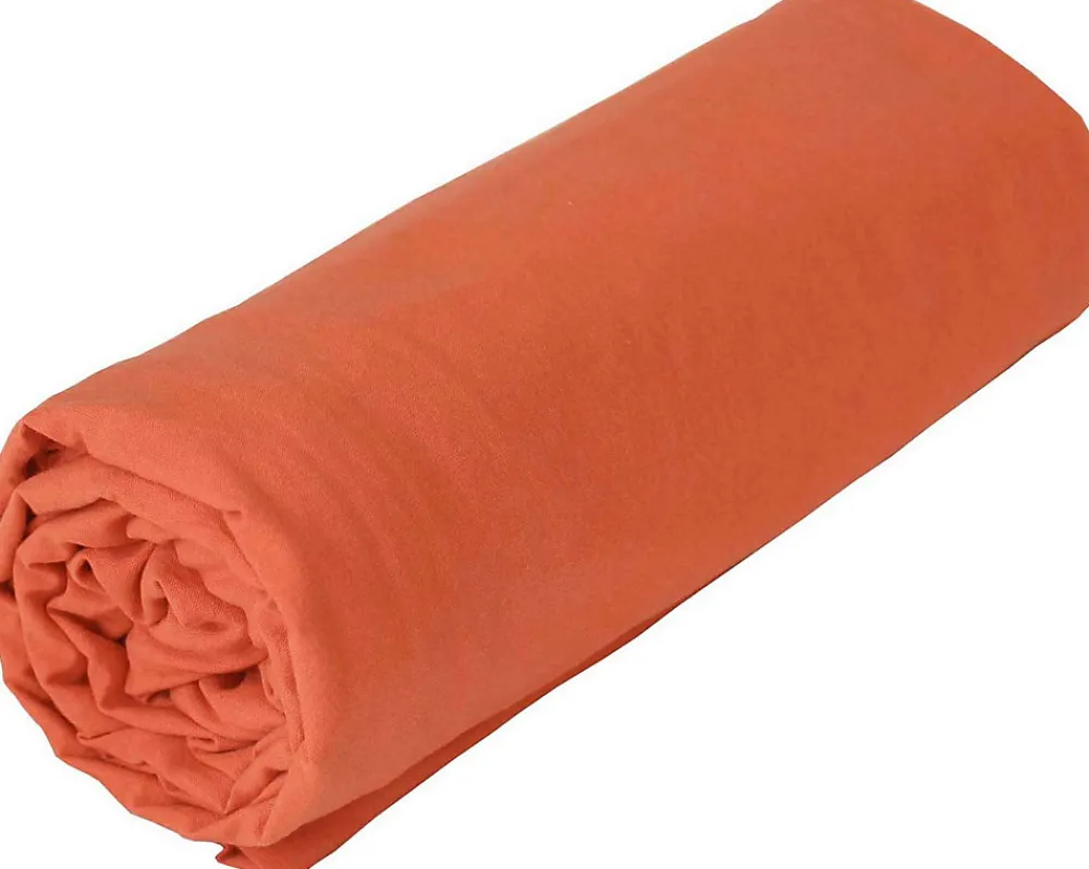 Drap housse en coton Lavé (160x200 cm - Terracotta)>Toison d'Or Best