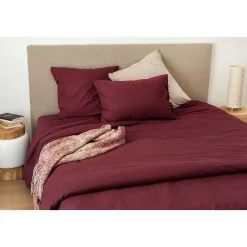 Toison d'Or Drap housse en coton Lavé (80x200 cm - Griotte)* Drap Housse|Drap Housse