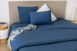 Toison d'Or Drap housse en coton Lavé (140x190 cm - Bleu Pétrole)* Drap Housse|Drap Housse