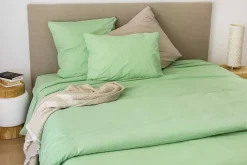Drap housse en coton Lavé (80x200 cm - Vert clair)>Toison d'Or Clearance