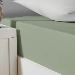 Sensei Maison Drap housse en coton lavé biologique bonnet 30 cm Sauge 160x200 cm ORGANIKA* Drap Housse|Drap Housse