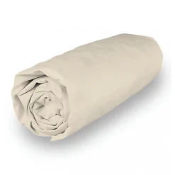Drap housse en coton 140x190 cm PERCALE ecru, par>Soleil D'Ocre Best