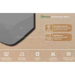 Drap housse en coton 160x200 cm PERCALE gris, par><noscript><img width=