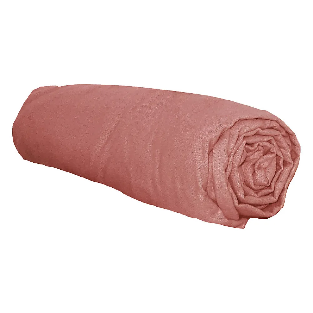 Drap housse en flanelle (140x190 cm - Terracotta)>Tradilinge Discount