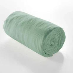 Drap Housse en gaze de coton (160x200 cm - Sauge)>Douceur D'Intérieur