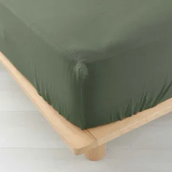 Drap Housse en gaze de coton (160x200 cm - Sauge)>Douceur D'Intérieur