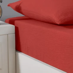 Sensei Maison Drap housse en gaze de coton bonnet 30 cm Terracota 140x200 cm LOFT* Drap Housse|Drap Housse