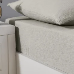 Drap housse en gaze de coton bonnet 30 cm Gris Perle 180x200 cm LOFT>Sensei Maison