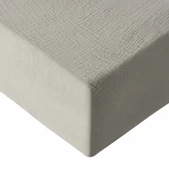 Drap housse en gaze de coton bonnet 30 cm Gris Perle 180x200 cm LOFT>Sensei Maison