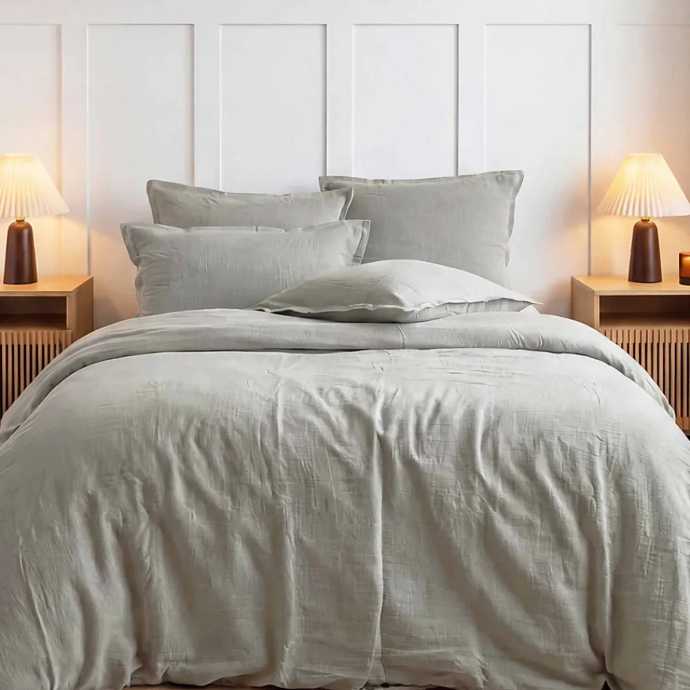 Drap housse en gaze de coton bonnet 30 cm Gris Perle 180x200 cm LOFT>Sensei Maison