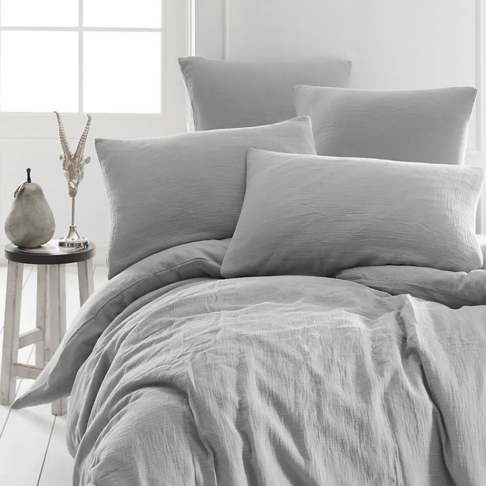 Drap housse en gaze de coton bonnet 30 cm Gris Perle 180x200 cm LOFT>Sensei Maison