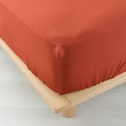 Douceur D'Intérieur Drap Housse en gaze de coton (140x190 cm - Terracotta)* Drap Housse|Drap Housse
