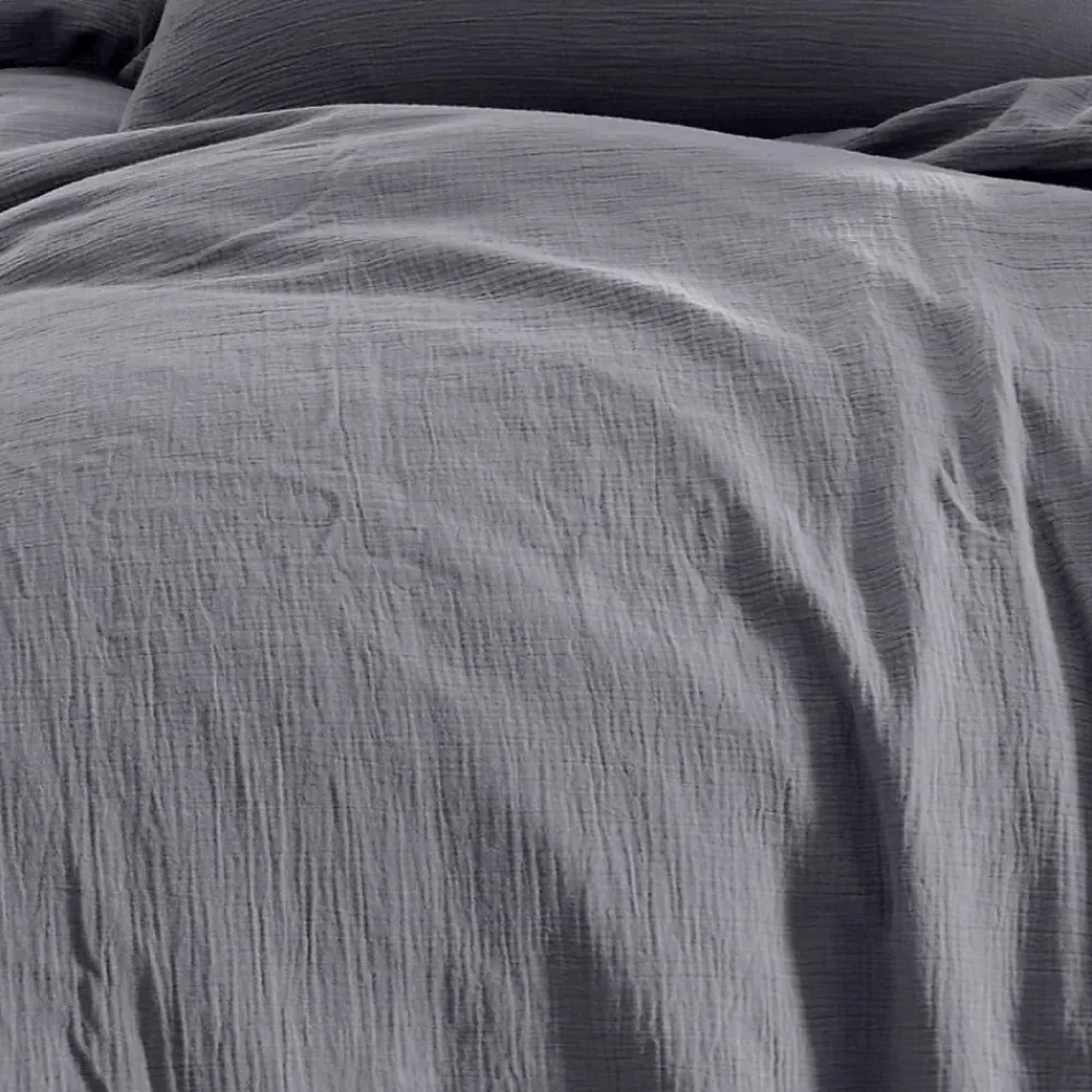 Drap housse en gaze de coton bonnet 30 cm Ardoise 160x200 cm LOFT>Sensei Maison Best