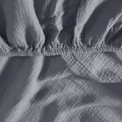 Drap housse en gaze de coton bonnet 30 cm Ardoise 160x200 cm LOFT><noscript><img width=
