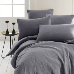 Drap housse en gaze de coton bonnet 30 cm Ardoise 160x200 cm LOFT><noscript><img width=