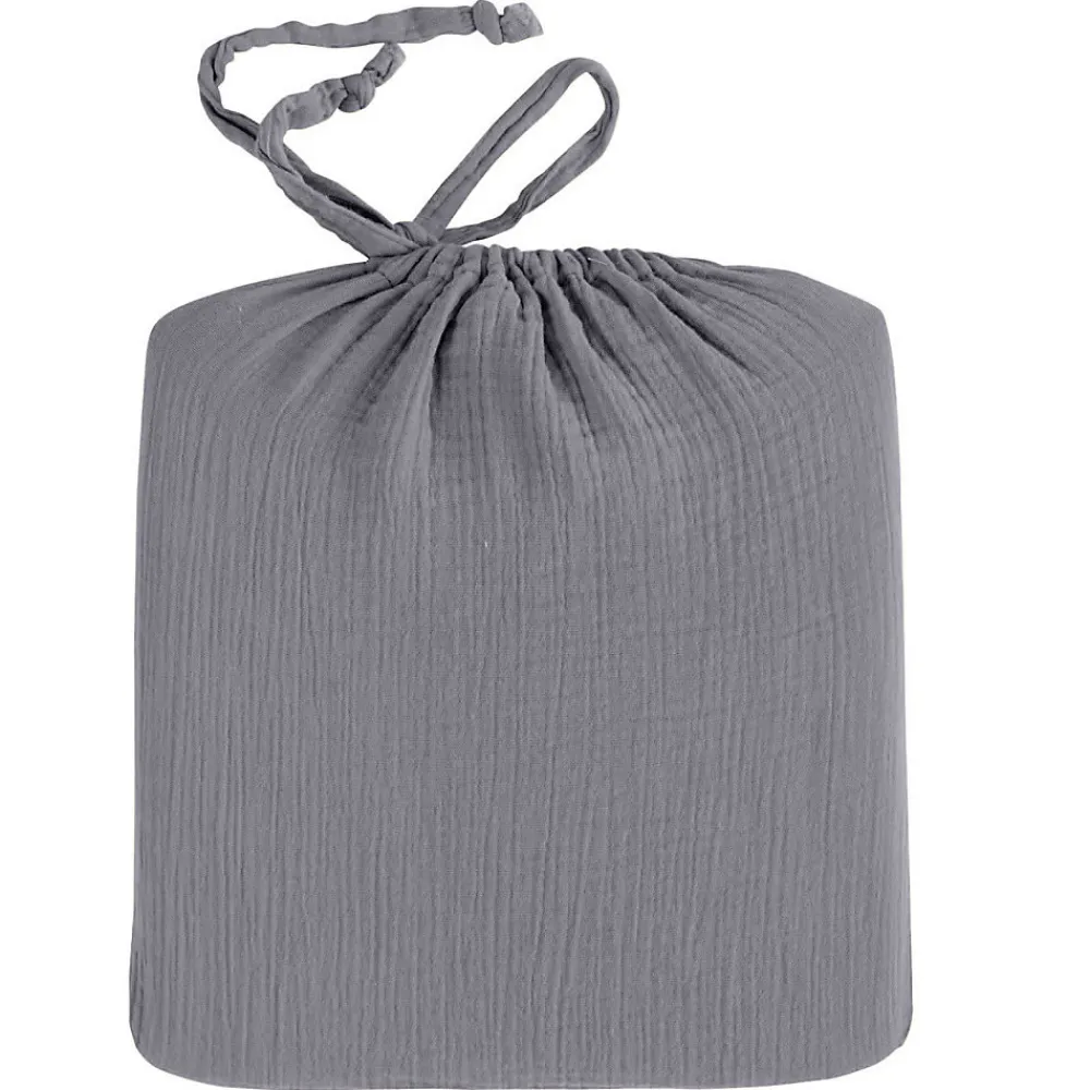 Drap housse en gaze de coton bonnet 30 cm Ardoise 160x200 cm LOFT>Sensei Maison Best