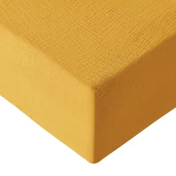 Drap housse en gaze de coton bonnet 30 cm Caramel 180x200 cm LOFT>Sensei Maison