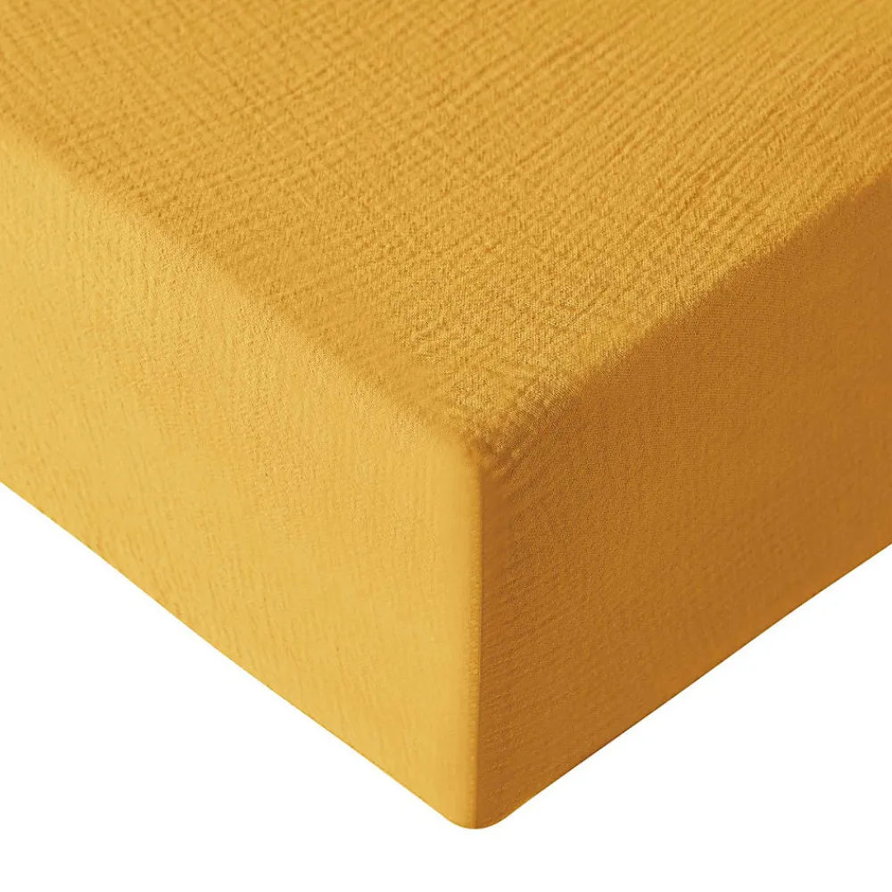 Drap housse en gaze de coton bonnet 30 cm Caramel 180x200 cm LOFT>Sensei Maison
