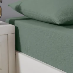 Drap housse en gaze de coton bonnet 30 cm Lichen 80x200 cm LOFT>Sensei Maison Sale