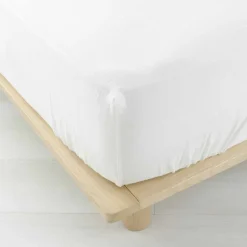 Drap Housse en gaze de coton (140x190 cm - Blanc)>Douceur D'Intérieur Discount